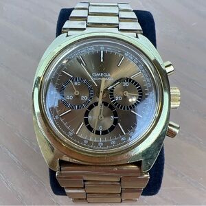 Omega Gold Tone Champagne Dial Chronograph Watch